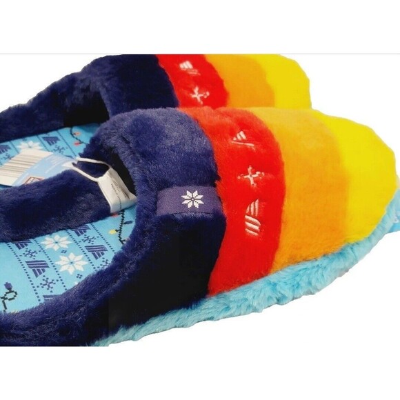 ALDI GEAR 2023 Men's Rainbow Holiday Plush Logo Slippers Limited Ed, Size 11/12 - Picture 8 of 8